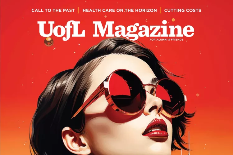 Cover design for the Spring 2024 UofL Magazine for Alumni & Friends