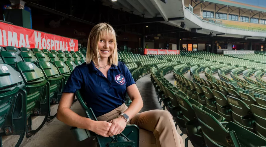 Sasha Gorchanyuk, a senior communications major with a minor in film studies, discovered her passion for and talent in working with corporate partnerships through her internship with the Louisville Bats Minor League Baseball team.